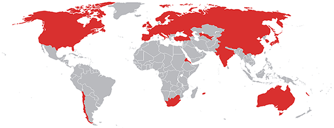 Systèmes de détection et de localisation de fuites de géomembranes mis en service dans 42 pays